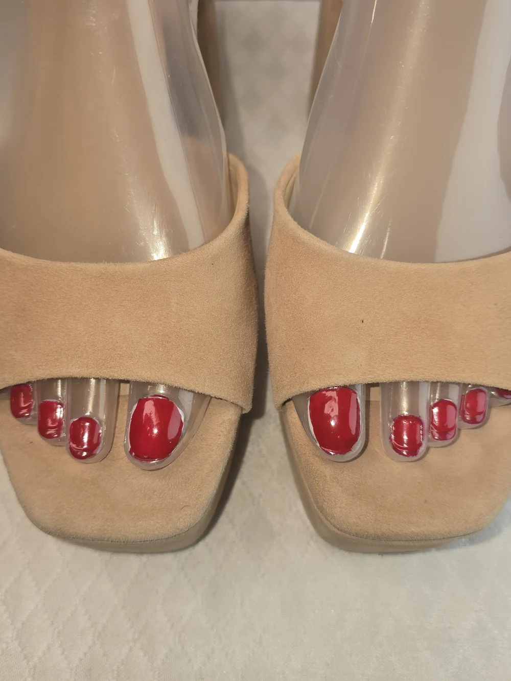 ANTONIO MELANI BONNY SUEDE PLATFORM SANDAL BLOCK HEEL NUDE WOMENS SIZE 6.5